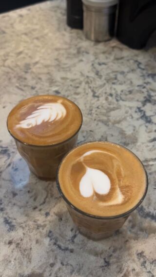 Two espresso lattes