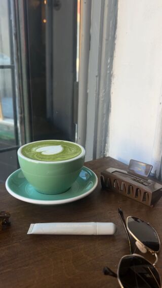 Matcha on wooden table
